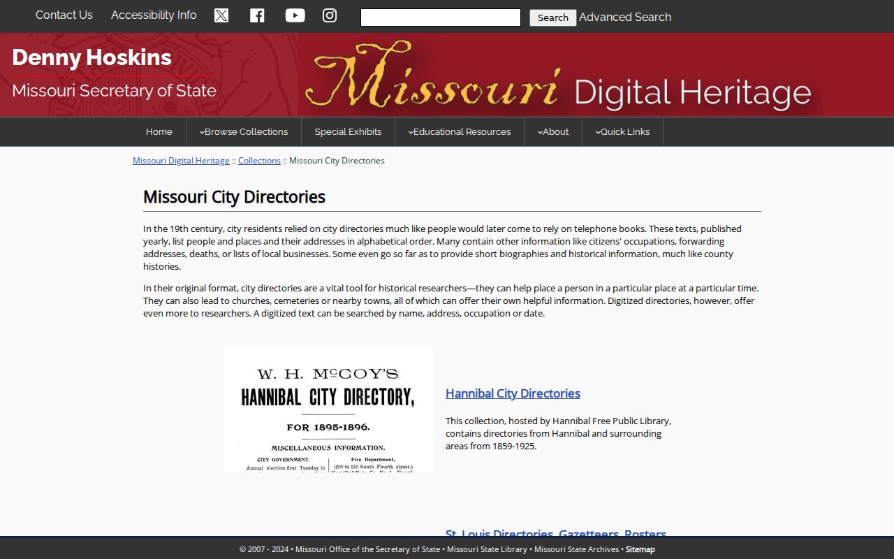Wentzville city directory Missouri Digital Heritage collection search