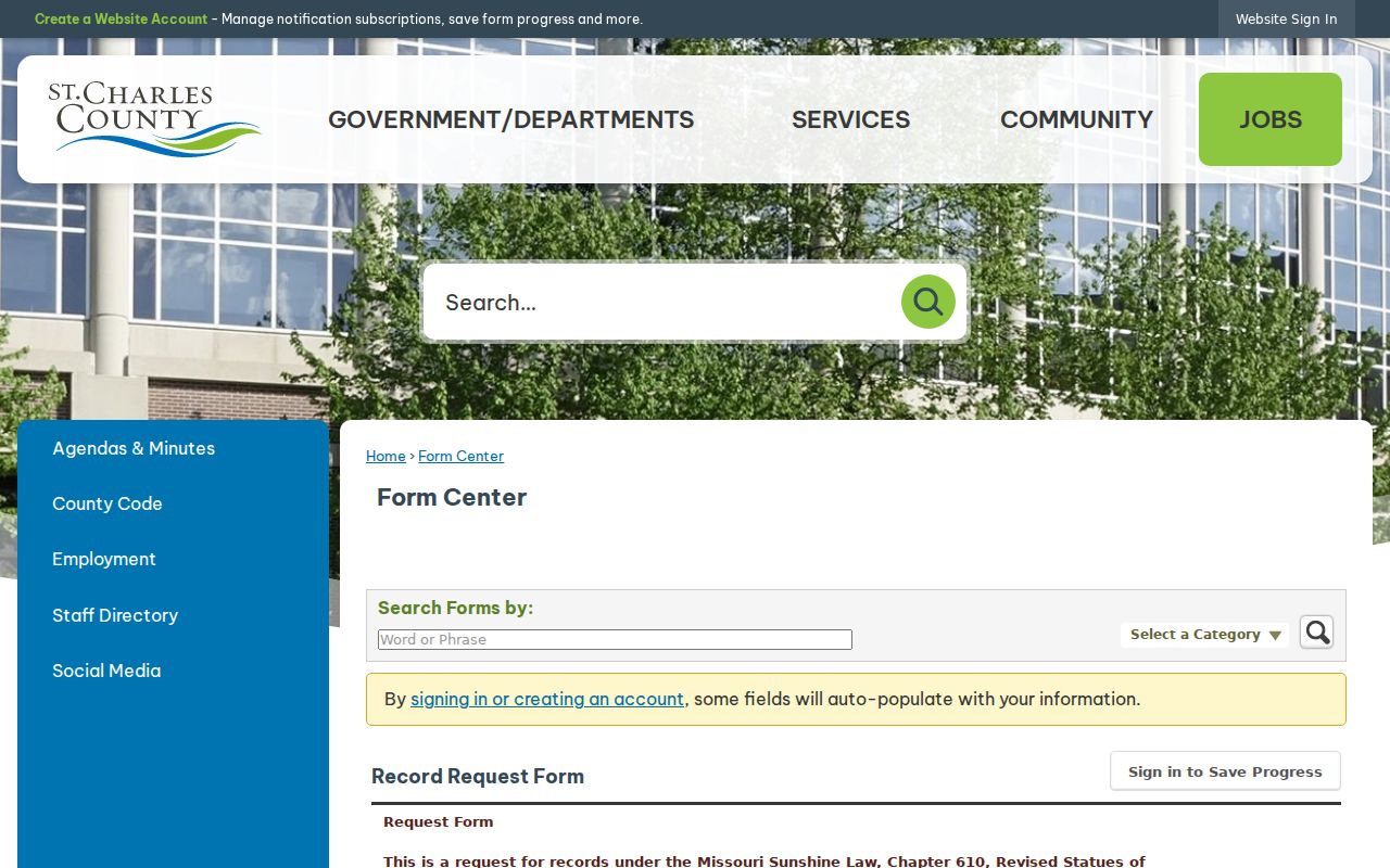 Wentzville residents directory county Sunshine request form
