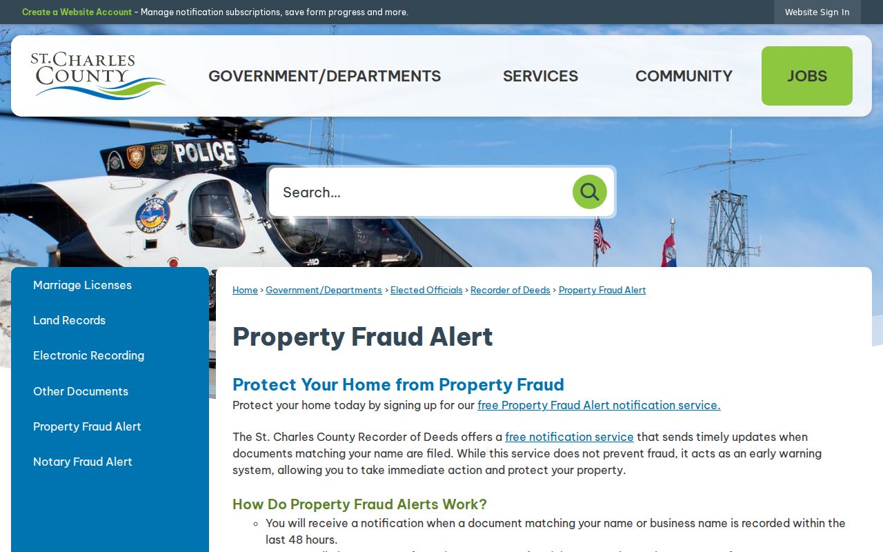 Wentzville neighbors County Property Fraud Alert information