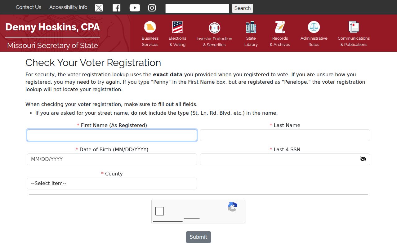 Wentzville resident lookup Missouri voter portal instructions