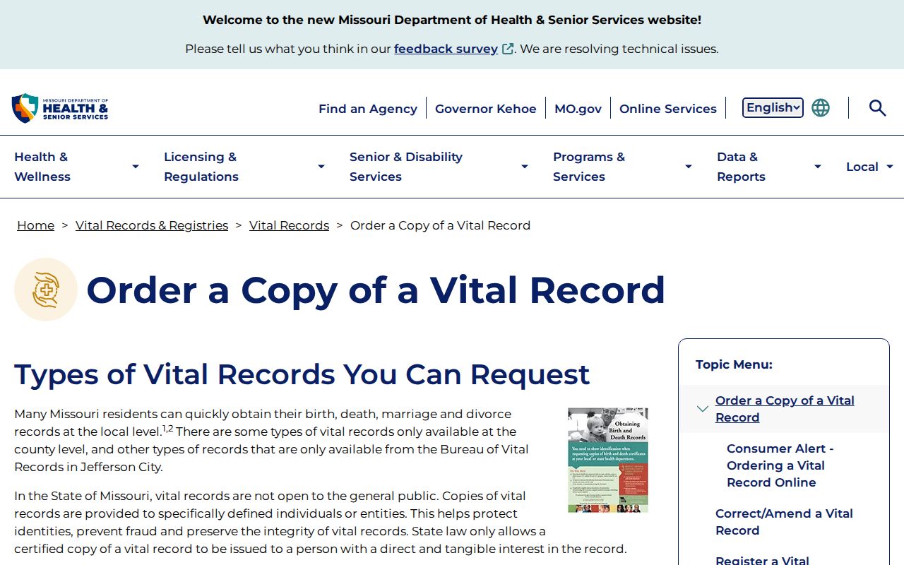 Wentzville resident lookup Missouri vital-record application route